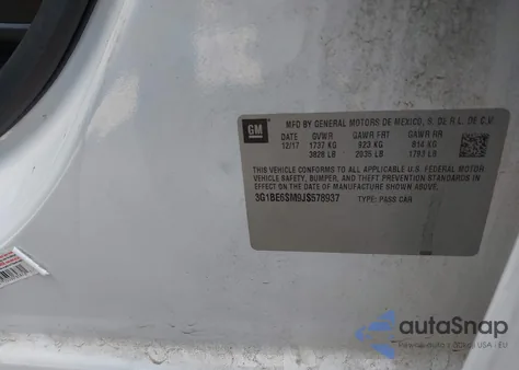 2018 Chevrolet Cruze Lt Auto z USA, uszkodzony, nr VIN 3G1BE6SM9JS578937